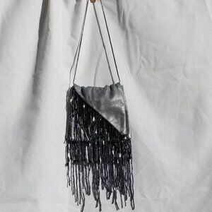Handmade Leather and Bead Small Shoulder Bag